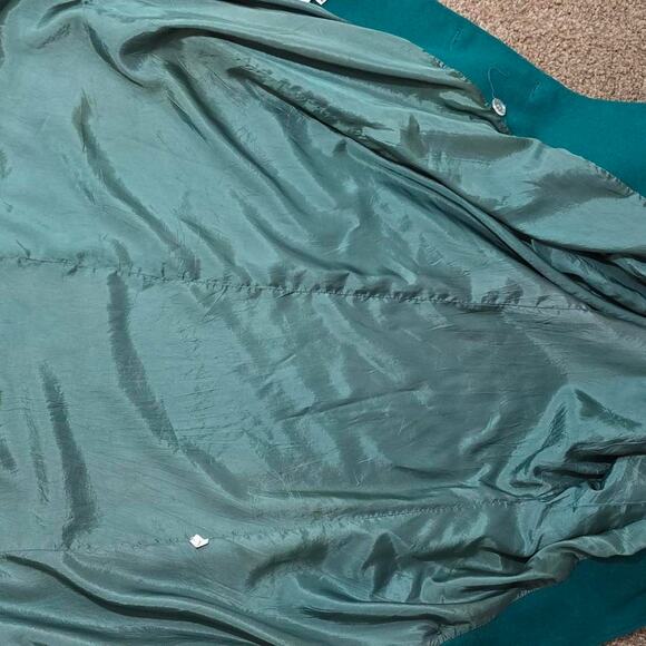 Vintage Teal Double Breasted Wool Pea Coat by Fortmann with Andover Fabric sz M - Picture 6 of 8